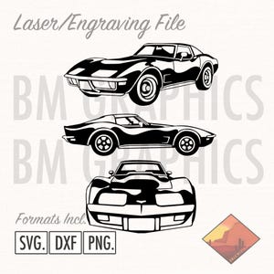 Chevy Chevrolet Corvette Stingray Laser Graphic SVG l PNG l DXF l Glowforge, Lightburn, C02 Laser Machine 3 Diff Files