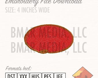 Western Rodeo Cowboy Cowgirl Rope Oval Patch Border Graphic Embroidery File Download - 4 Inches Wide - 5 File Formats