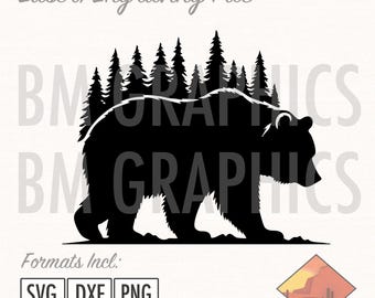 Bear Wildlife Trees Nature Laser Engraving File/Graphic Download. 3 File Formats. Glowforge, Lightburn, C02 Laser Machine