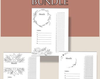 Autumn Habit Tracker Bundle | 3 Printable Monthly Trackers | Digital Download