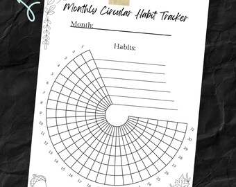 31-Day Circular Printable Goal Habit Tracker – PDF Planner Insert