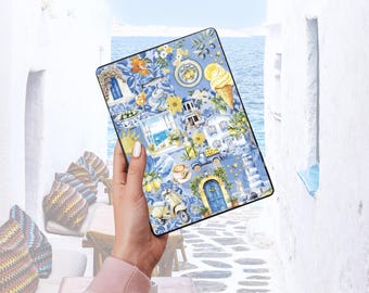 Mediterranean Kindle Insert: Summer Beach Bookish E-Reader Accessory (PDF Digital Download) - Clear Case Decor with PNG Clipart