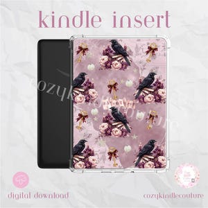 Gotische raaf Kindle-insteekkaart: gezellige herfstfantasie e-readerdecor (digitale pdf-download) - doorzichtige bijsluiter met png-afbeelding (png)