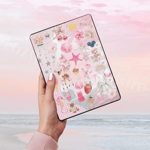 Pink Coquette Kindle Insert: Summer Vibe Bookish E-Reader Decor (PDF Digital Download) - Clear Case Accessory with PNG Clipart