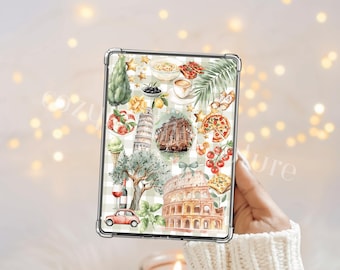 Italy Summer Kindle Insert: Mediterranean Holiday Bookish E-Reader Decor (PDF Digital Download) - Clear Case Accessory with PNG Clipart