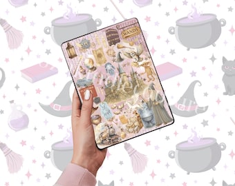 Capa protetora para Kindle com tema de bruxaria: acessório aconchegante para escola de magia (download digital em PDF) - Capa transparente com imagens PNG