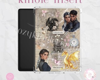 Romantasy Dragon Kindle Insert: Cozy Fantasy Bookish E-Reader Decor (PDF Digital Download) - Clear Case Insert with PNG Clipart