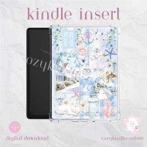 Zomerkust Kindle-insteekkaart: gezellige Nantucket-e-readerdecor (digitale pdf-download) - doorzichtige bijsluiter met png-afbeelding
