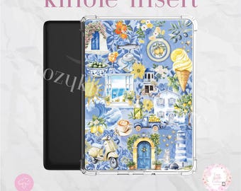 Inserto para Kindle estilo mediterráneo: Decoración veraniega y playera para tu lector electrónico (descarga digital en PDF) - Funda transparente con imágenes PNG