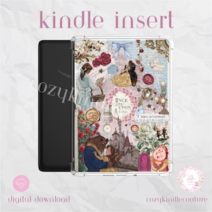 Enchanted Rose Fairytale Kindle Insert: Cozy Fantasy Bookish E-Reader Decor (PDF Digital Download) - Clear Case Accessory with PNG Clipart
