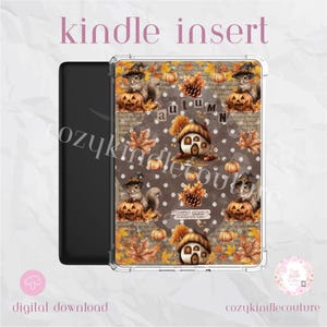 Autumn Squirrel Kindle Insert: Cozy Pumpkin E-Reader Decor (PDF Digital Download) - Clear Case Insert with PNG Clipart