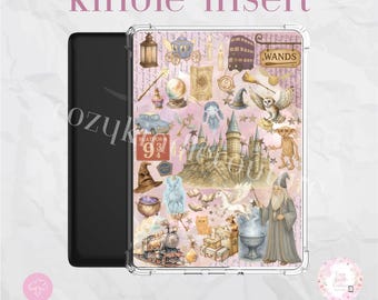 Wizard Witchy Kindle Insert: Cozy Magic School Accessory (PDF Digital Download) - Clear Case Insert with PNG Clipart