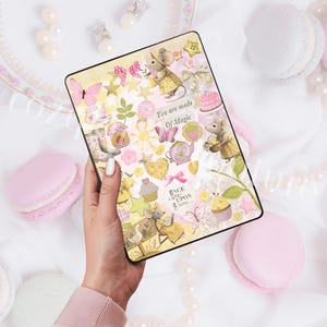Kindle Insert: Tea Party Fairy Animals - Cozy Fantasy Bookish E-Reader Decor (PDF Digital Download) - Clear Case Accessory with PNG Clipart