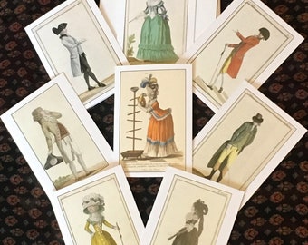 Set of 8 18th Century themed notecards with envelopes