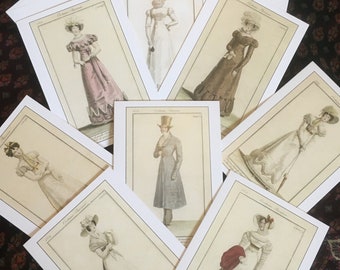 Set of 8 Regency themed notecards with envelopes