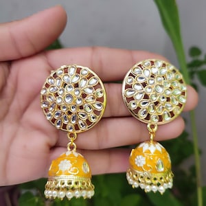 kundan Jhumka/kundan Jhumki /India Jewelry/Pakistani/Punjabi/Indian/Statement earring/Bridal earring/Indian wedding Bridal jhumka