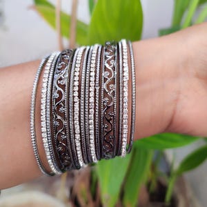 Antique Dark Silver Bangle/Bracelet Oxidized German Dark Silver Bangle Set/Antique Bangles/ Handmade Bangle for Women Bridal Bangle