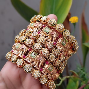 Conjunto de brazaletes nupciales de boda para mujer Kundan