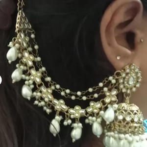 Bahubali Kundan Pearl Jhumka/Stone Jhumka/Indian Jewelry/Pakistani/Punjabi/Indian/Statement Earring/Bridal Earrings/Indian  Bridal Jhumki