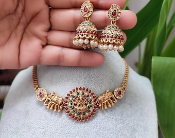 Indian Temple Jewelry Necklace Set, Gold Plated Necklace, Ethnic Gold Plated jewellery, Party Wear Jewelry