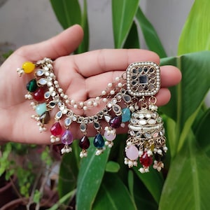 Bahubali Kundan Pearl Multi color Jhumka/Bridal Jewelry/Pakistani/Punjabi/Indian/Statement earring/Bridal earrings/Indian wedding jewelry
