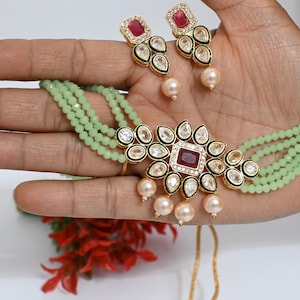 Kundan Necklace Set/ Indian Jewelry/Indian bridal set/Bridal jewelry/ Bridal jewelry
