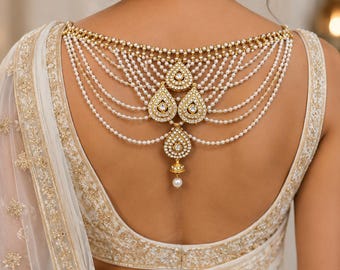 Indian Bollywood Designer Saree Brooch, White Pearl Sari Blouse Accessory