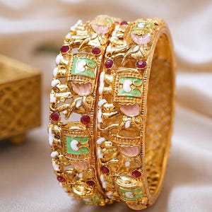 Gold Kundan Bridal Bangles: Indian Wedding Jewelry Set