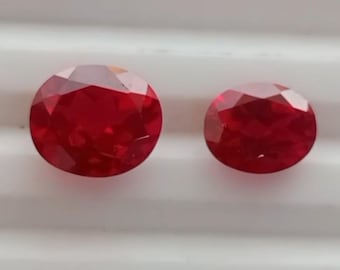 Lab Grown Oval Ruby Gemstone | Deep Red AAA Loose July Birthstone for Jewelry Making