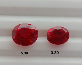 Lab Grown Oval Ruby Gemstone | Deep Red AAA Loose July Birthstone for Jewelry Making