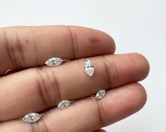 Drilled Lab Diamond Charms, Marquise Loose Diamonds for Jewelry