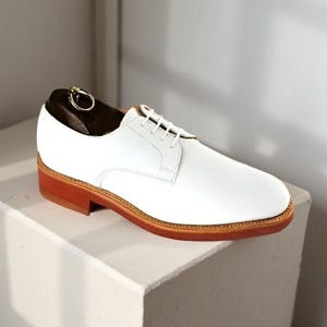 New Handmade Men&#39;s Leather Shoe, White Lace-Up Oxford Formal Dress Shoes For Men