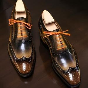 handmade  Men&#39;s Multicolored Leather Oxford Lace Up Dress / Fashion Shoes Men