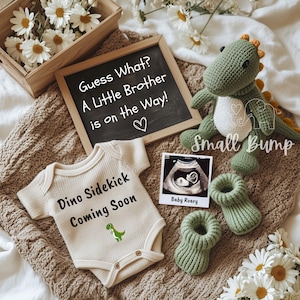 Anuncio digital de embarazo para redes sociales, revelación del género del niño, mono para anunciar el nacimiento, revelación con tablero de letras, ideas para revelar el nacimiento.