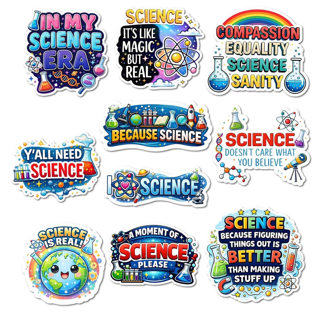 10pcs Science Laboratory Stickers Pack, Funny Laboratory Stickers ...