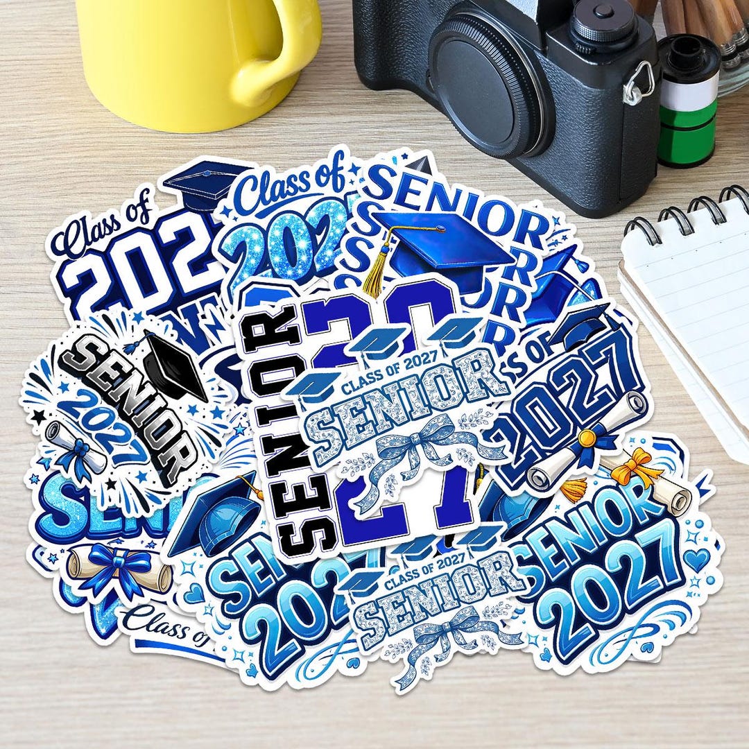 High Class Stickers Design Graduation Sticker, 12pcs Senior 2027 Stickers, Class of 2027 Vinyl ...