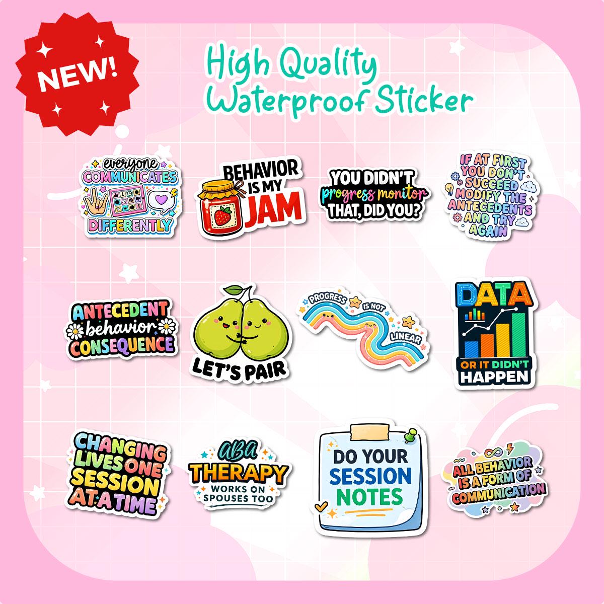 Operating Activity Analysis Sticker 12 PCS ABA Sticker: Behavior Analysis Sticker Bundle, Holographic Rbt ...