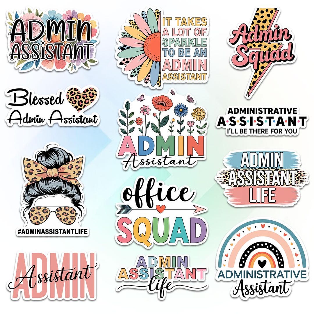 Hello Admin Sticker 12 Pcs Admin Assistant Stickers – Office Decals for Administrative ...