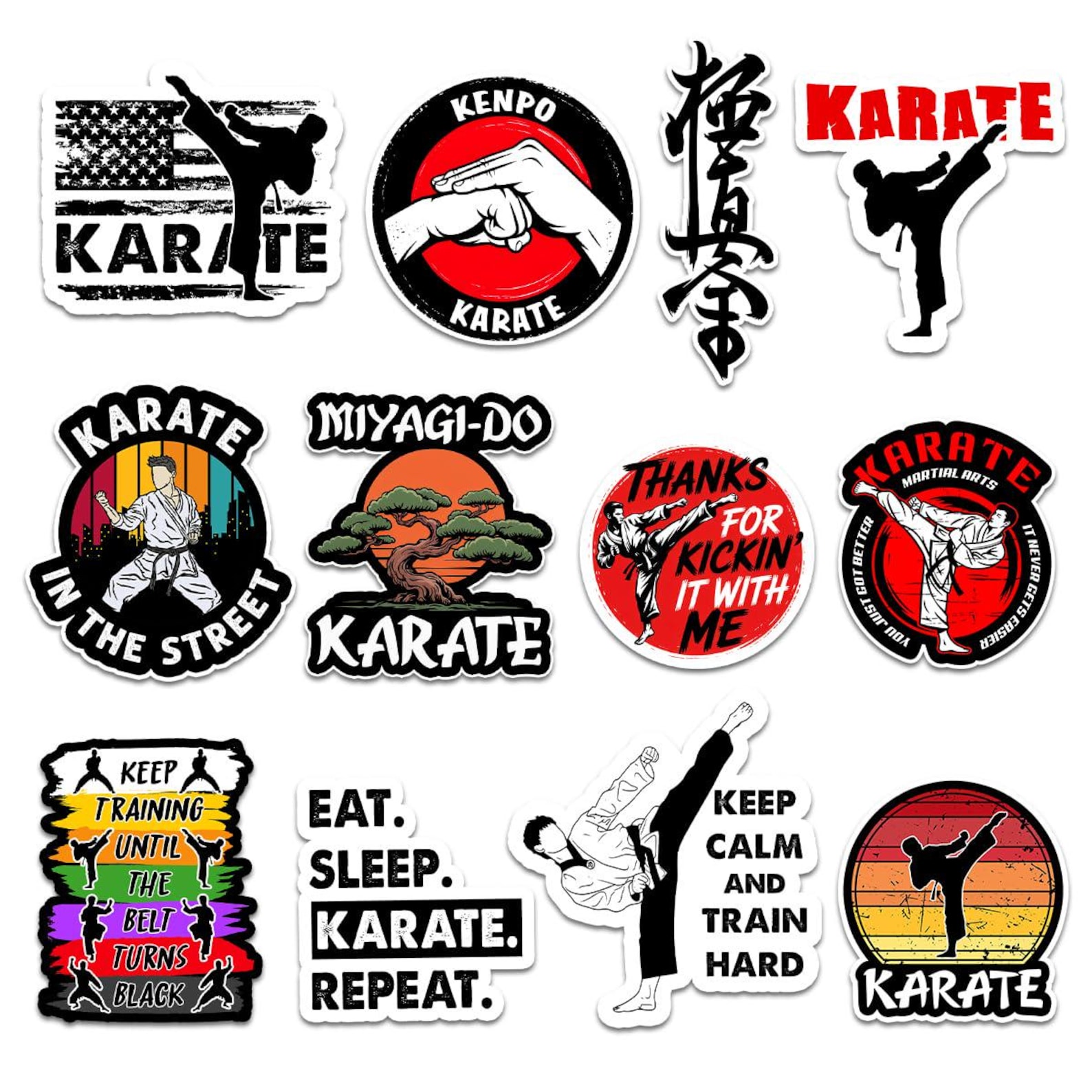 COMBO 12 PCS Karate Stickers, Karate Power Stickers, Karate Fighter ...