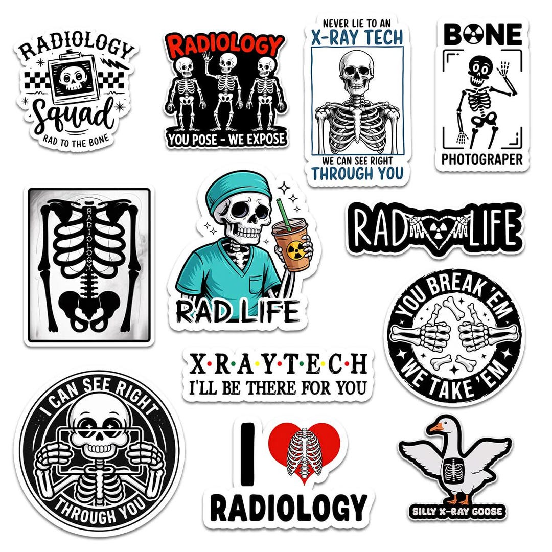 12pcs Radiology Stickers X Ray Tech Medical Humor Vinyl Decals for ...