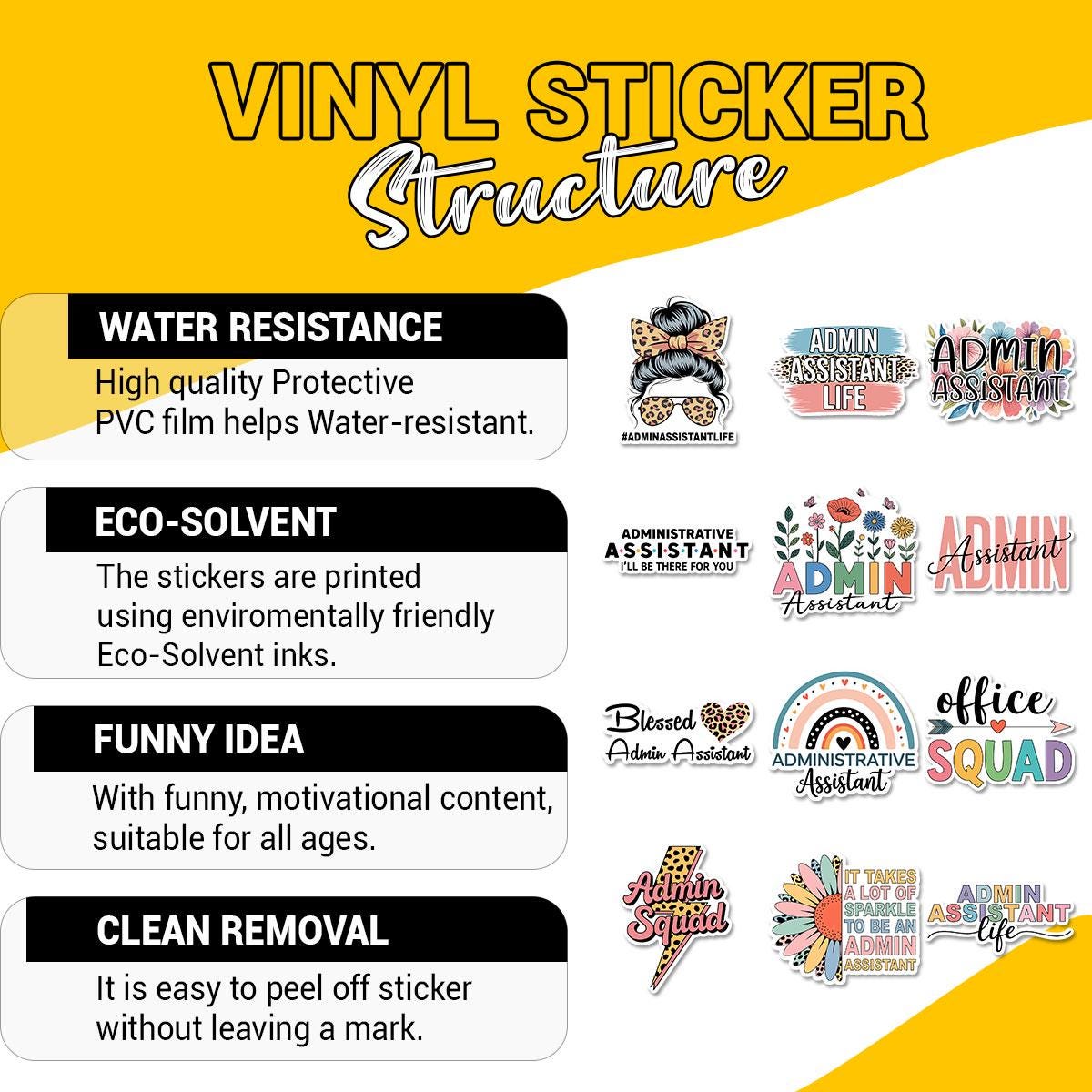 12 Pcs Admin Assistant Stickers – Office Decals for Administrative ...