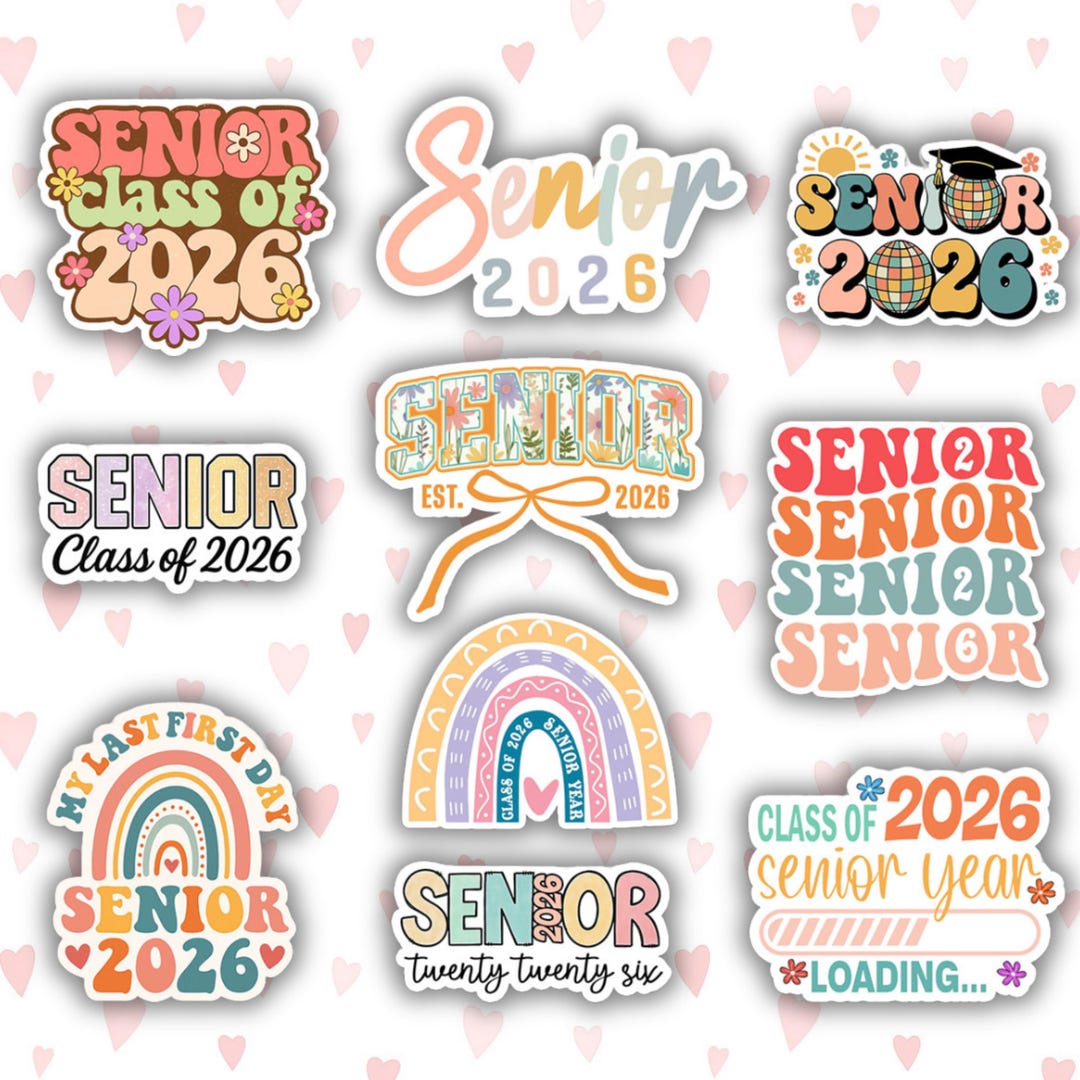 COMBO 10 PCS Senior 2026 Sticker, Retro School Theme Sticker, Class of ...