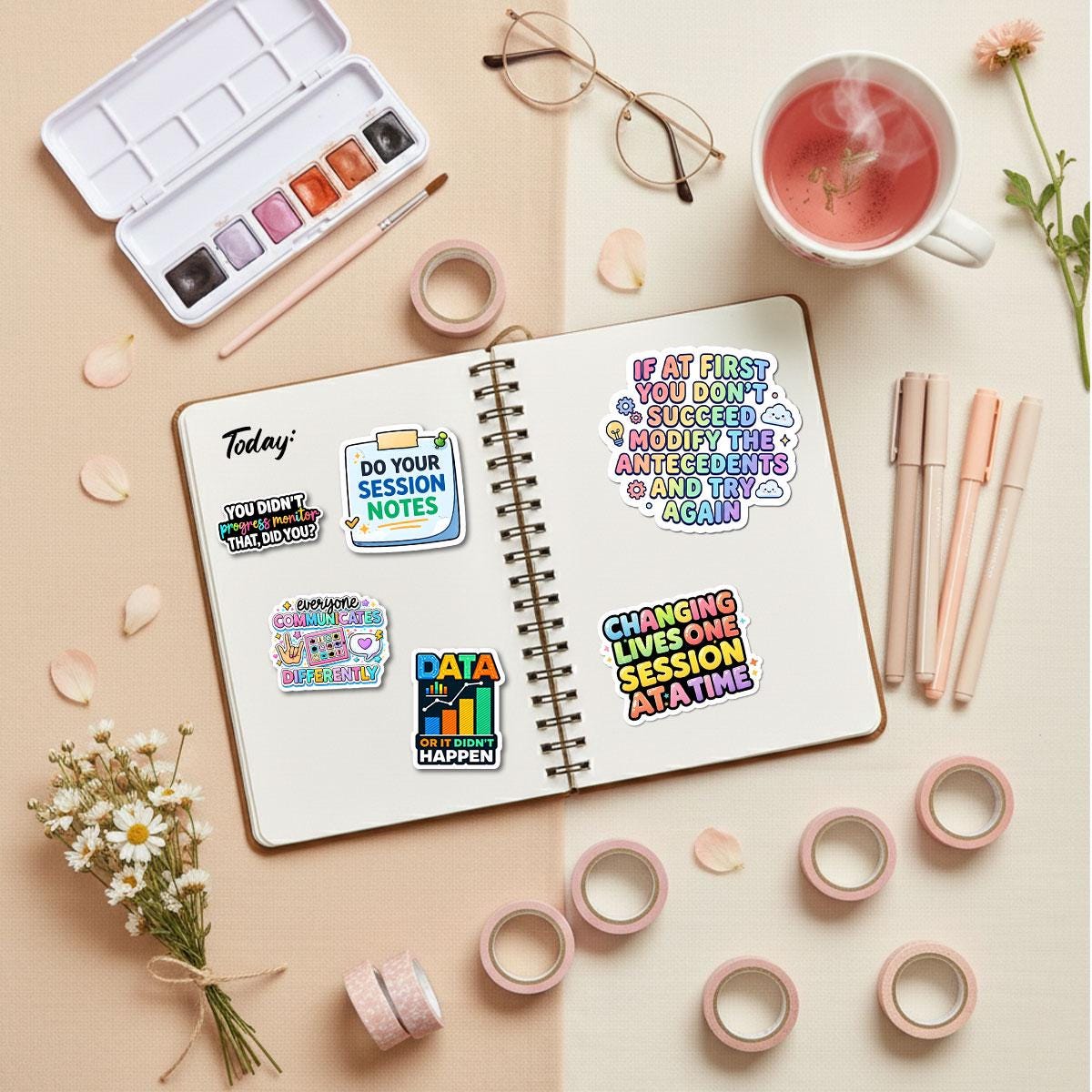 Operating Activity Analysis Sticker 12 PCS ABA Sticker: Behavior Analysis Sticker Bundle, Holographic Rbt ...