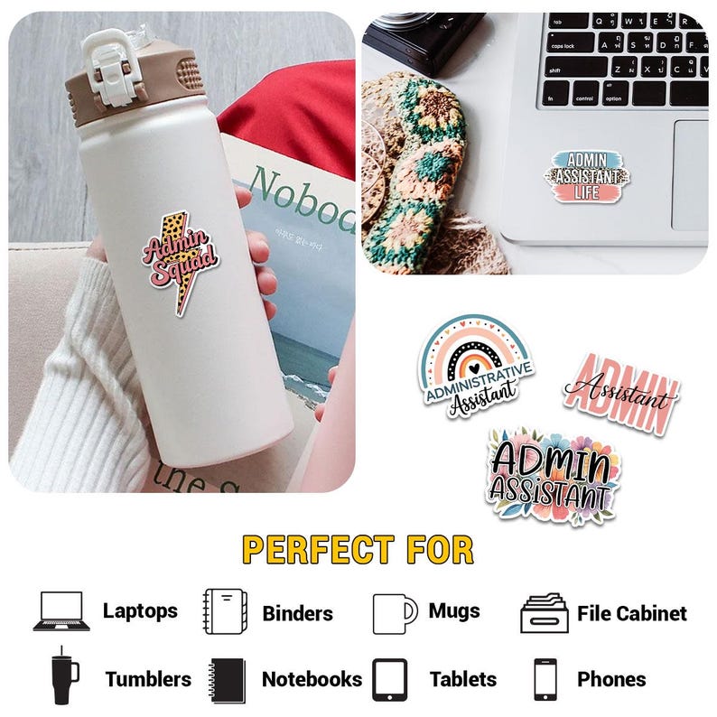 Hello Admin Sticker 12 Pcs Admin Assistant Stickers – Office Decals for Administrative ...