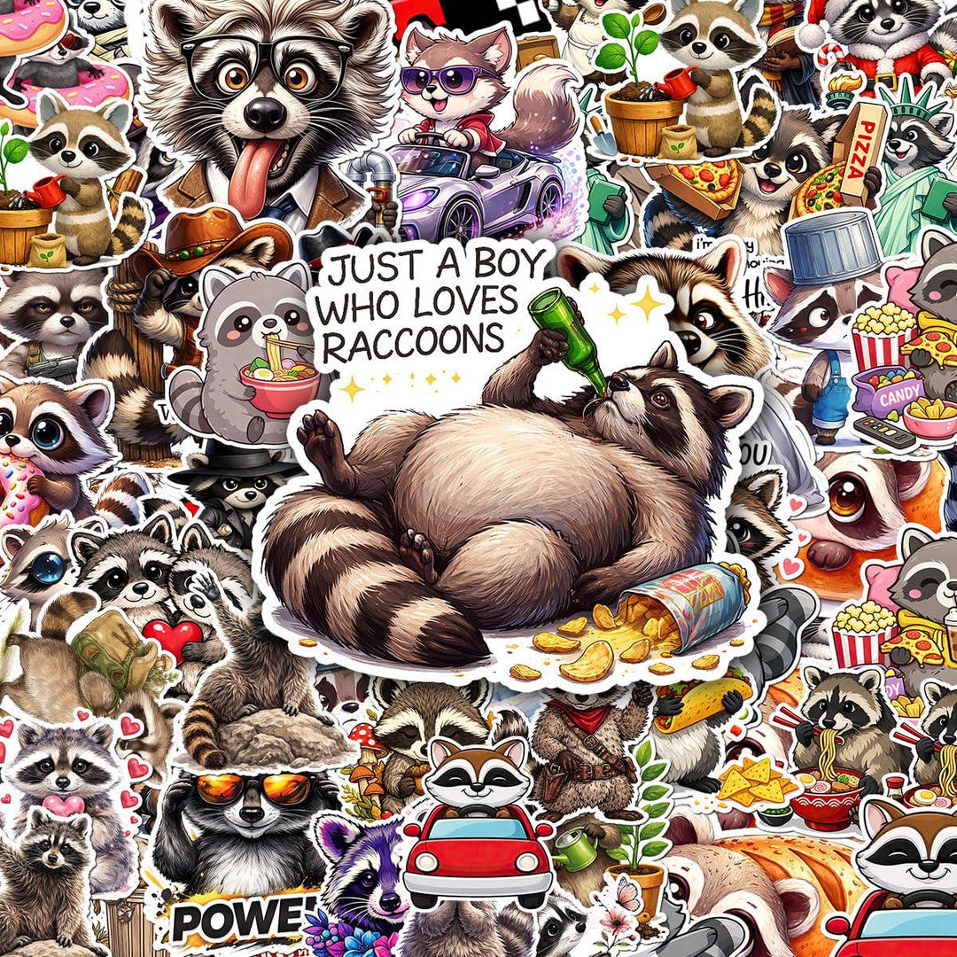 60pcs Raccoon Stickers Pack, Cute Raccoon, Creative Raccoon, Clever ...