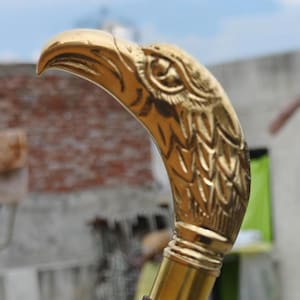 Handcrafted Eagle Brass Handle Walking Cane - Hardwood Mobility Stick Gentleman’s Cane