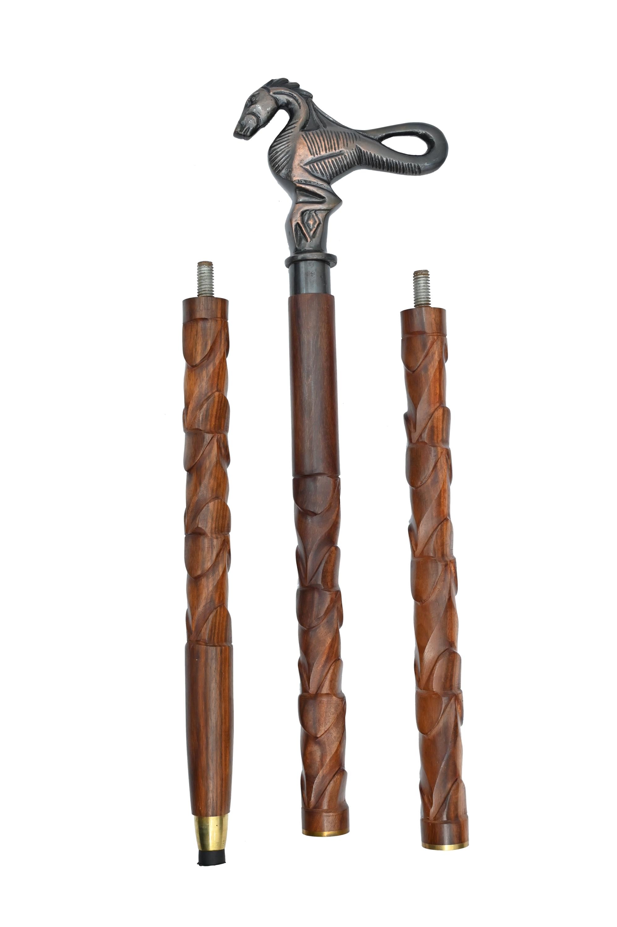 馬頭杖 — 彫刻された木製のシャフトと金属製のハンドル - Etsy 日本