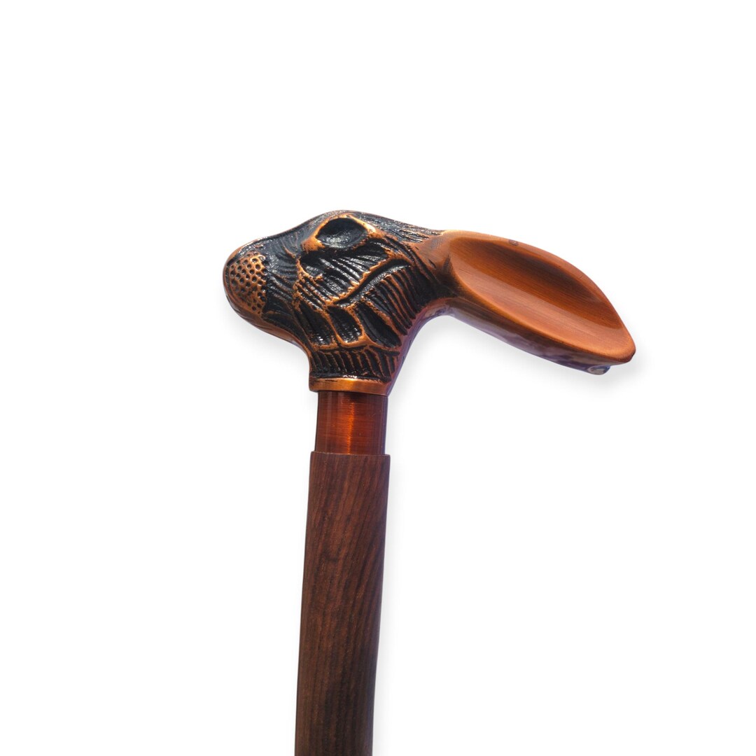 Handmade Brass Rabbit Handle Walking Cane: Antique Style Foldable Wood ...