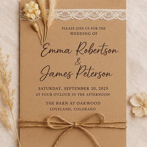 Cartes d'invitation de mariage de luxe | Designs imprimables et personnalisés élégants | Numérique ou imprimé | Suite de mariage personnalisée