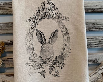 Flour sack towel Easter Vintage Bunny Rabbit distressed image